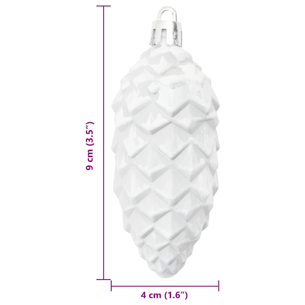 Bola de Pinheiro de Natal 40 pcs Branco Plástico vidaXL - 6