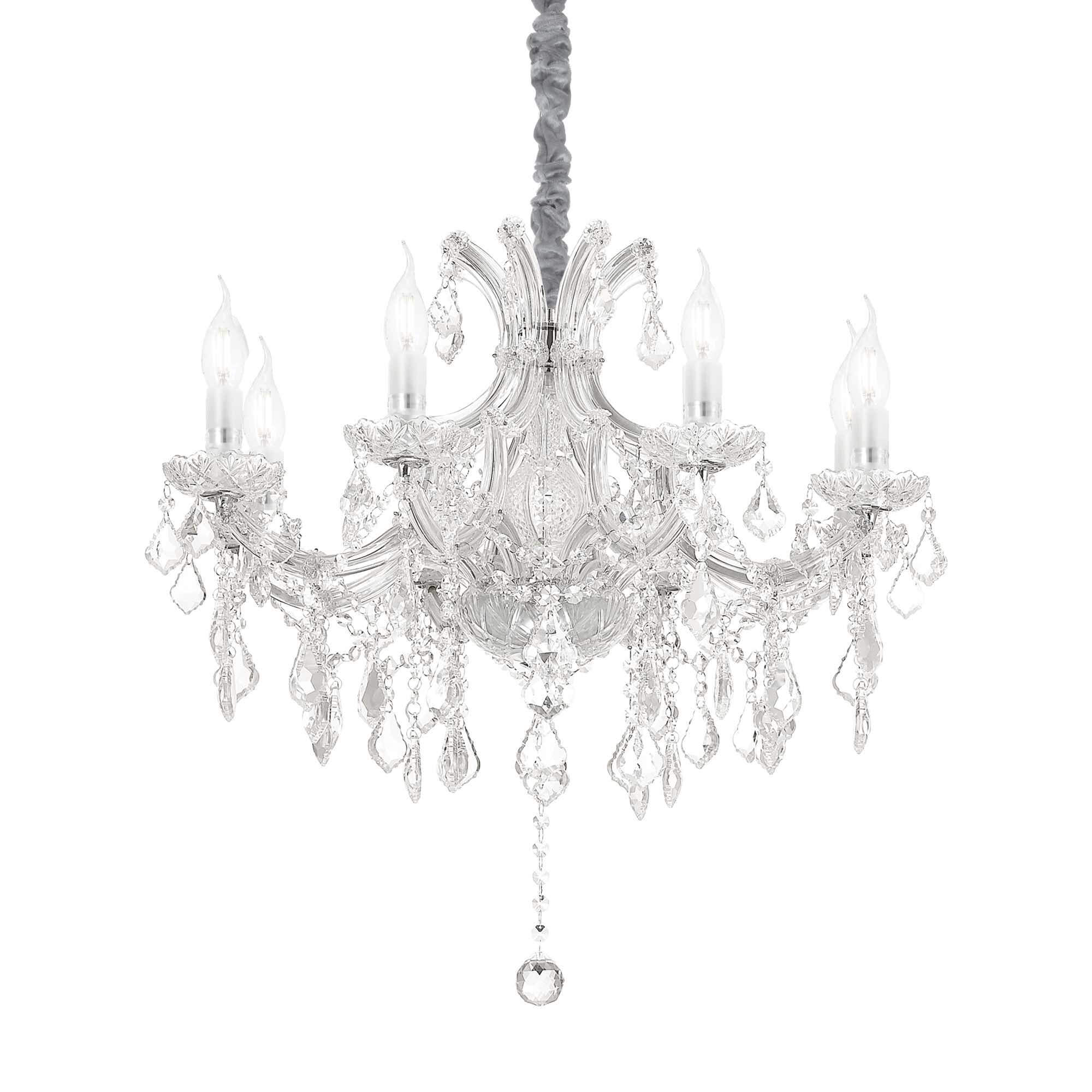 Ideal Lux  Suspension Chromée En Cristal Napoleon 8 Ampoules , Leroy Merlin