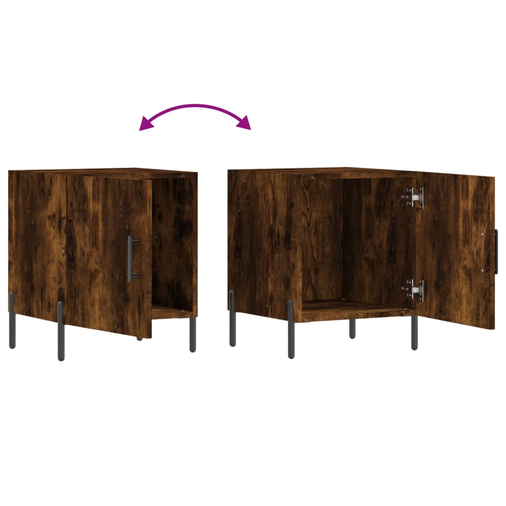 vidaXL Table de chevet chêne fumé 40x40x50 cm bois d'ingénierie - 9