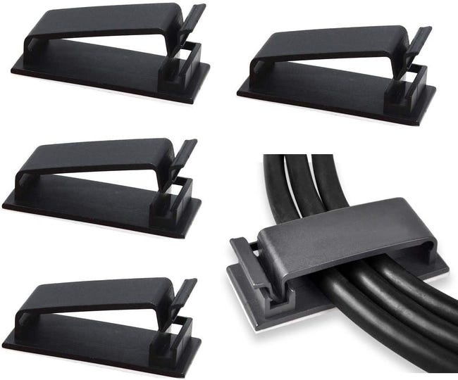 Lot De 2 Organiseurs De Câbles De Bureau Avec 8 Emplacements Et Clip Adhesif En Silicone 86199638
