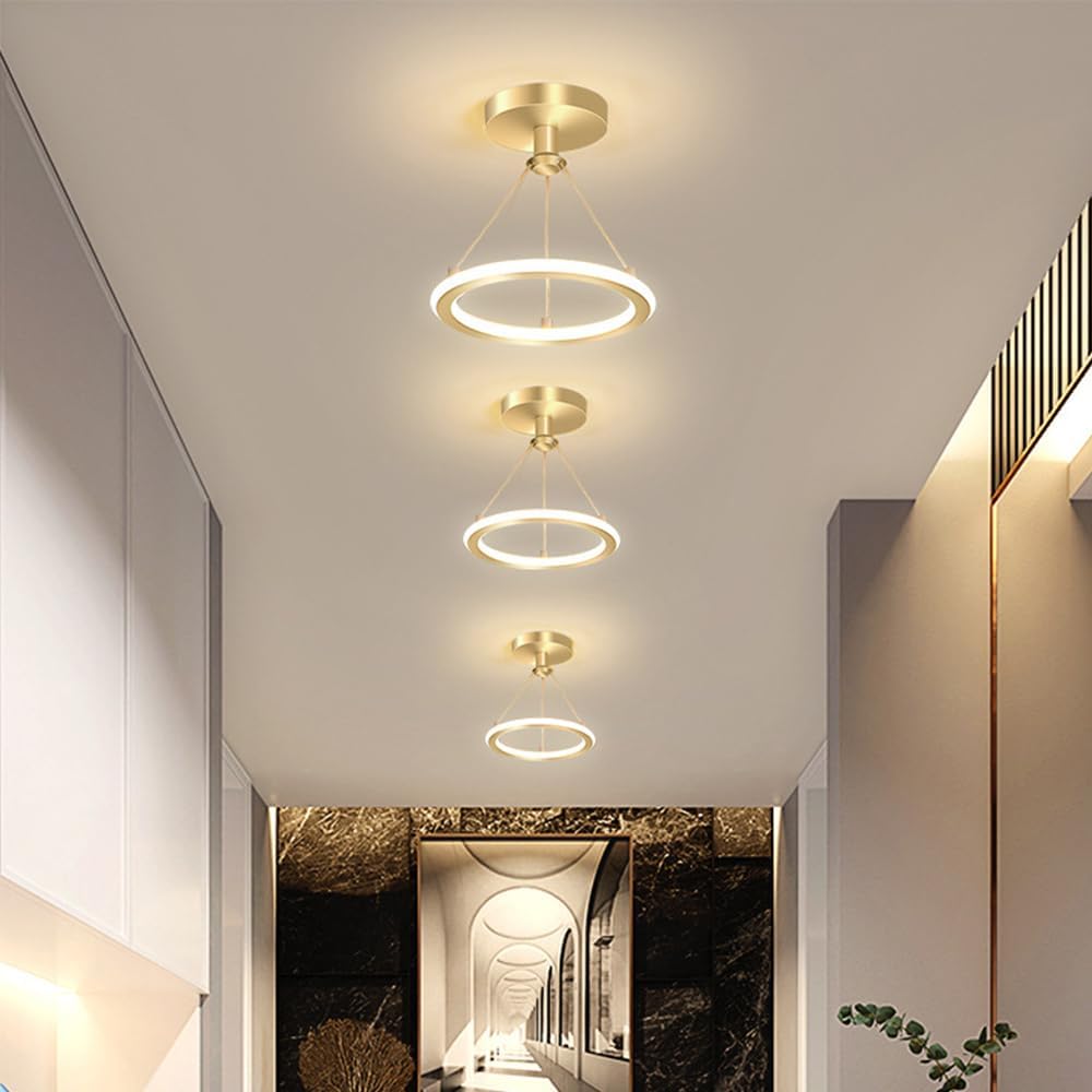 Lustre suspendu 19W,luminaires de lustre LED modernes variable 3 température de couleur 3000K/4500K/6500K,lustres à plafond,salle à manger(or) - 5