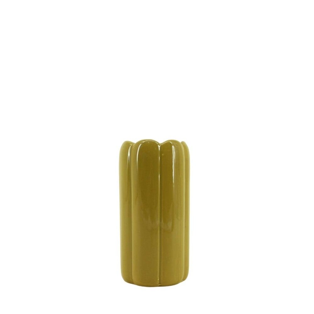 Vase cylindrique festonné vert 20 cm - Ornami - 5