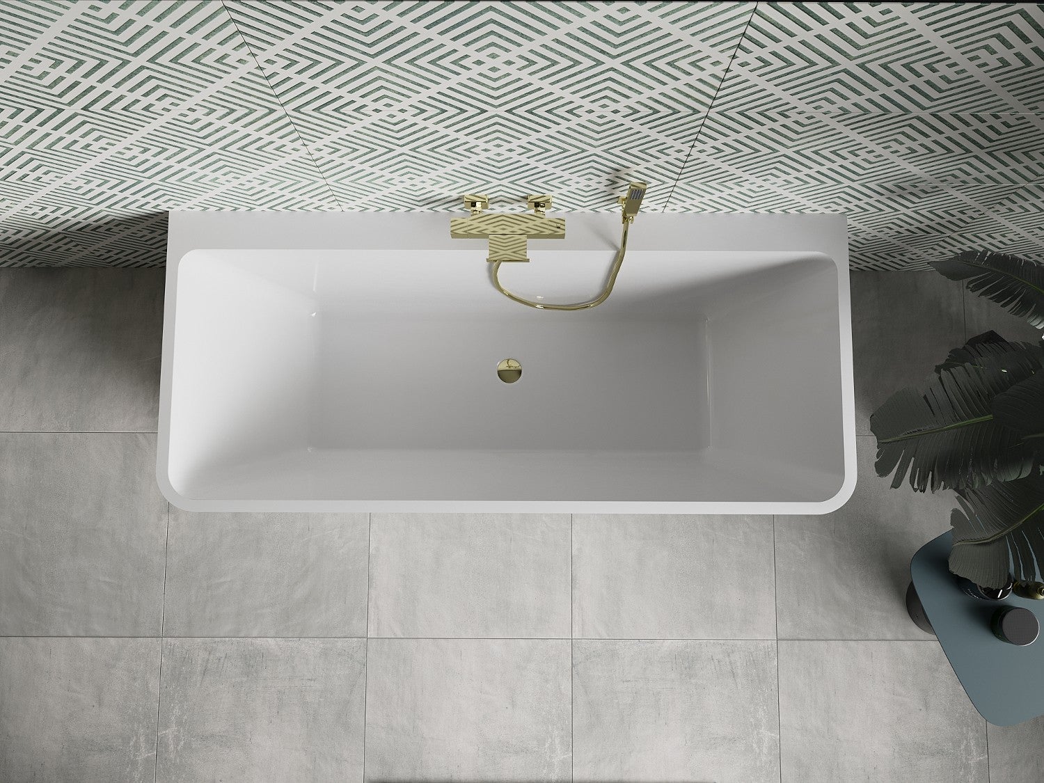 Mexen Volta wanna wolnostojąca przyścienna 150 x 75 cm, biała, przelew złoty - 51131507500-50 - 4