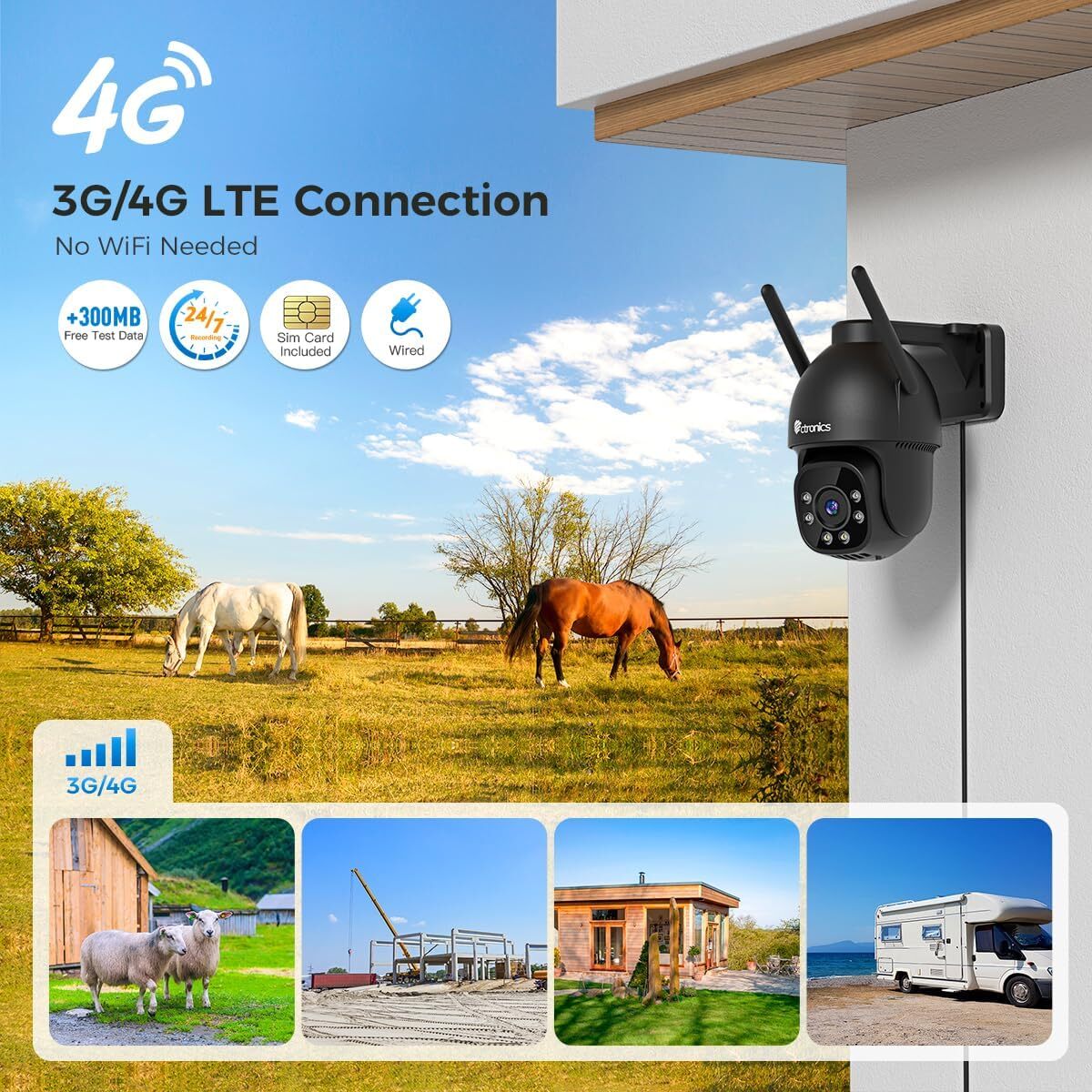 Caméra Surveillance Extérieure Ctronics 4K 8MP - Suivi Automatique, Détection IA, WiFi Double Bande, Tout Métal - 5