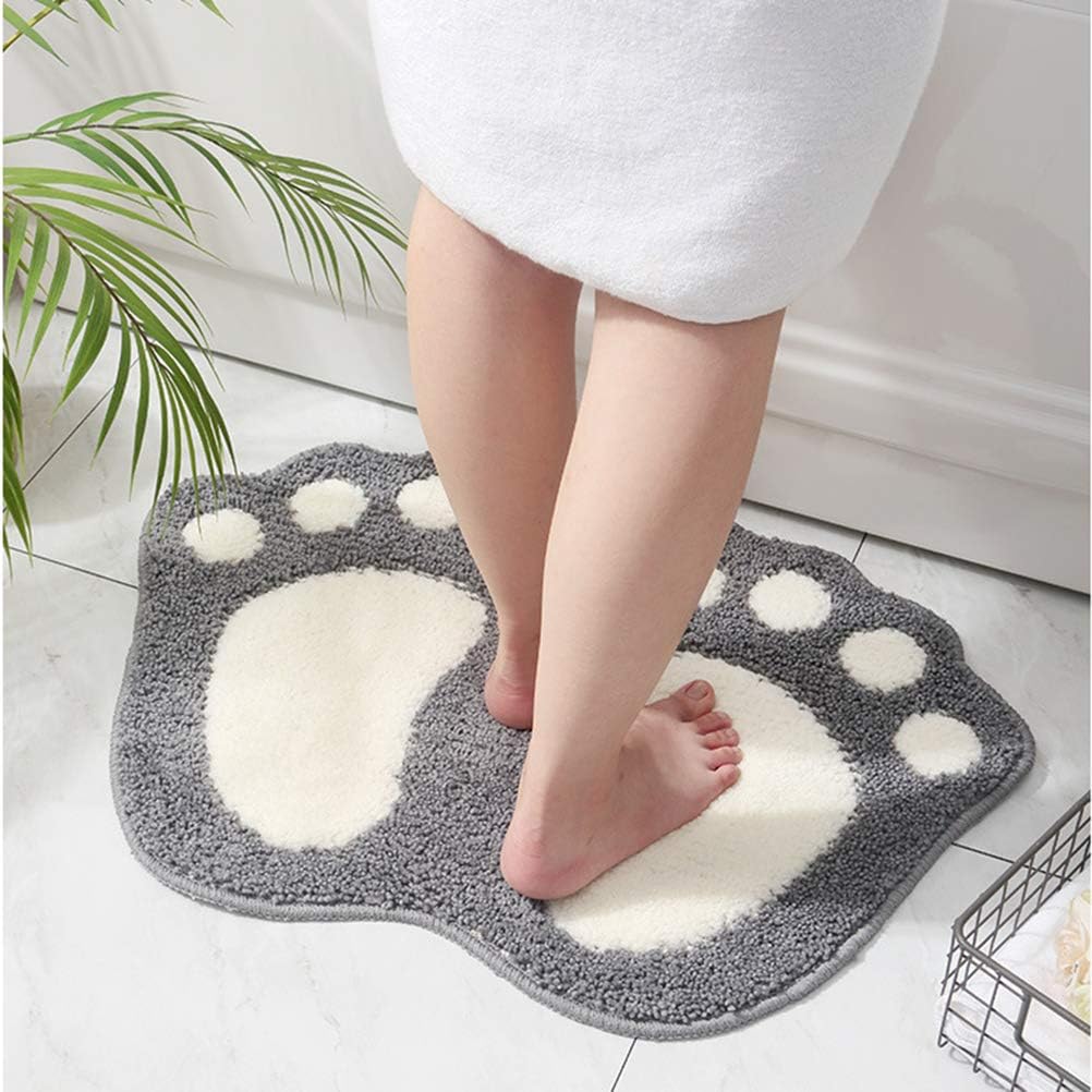 Tapis de salle de bain antidérapant, tapis de cuisine et de salle de bain, à motifs, doux et confortable, absorbant, coton, gris, moyen 60 x 40 cm - 2