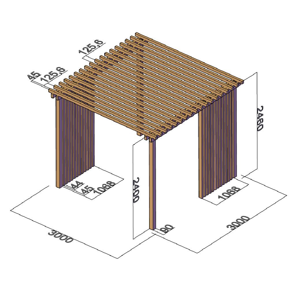 Pergola autoportante Deluxe en bois lamellé-collé 300x300 cm avec brise-soleil intégré Sunwood - 2