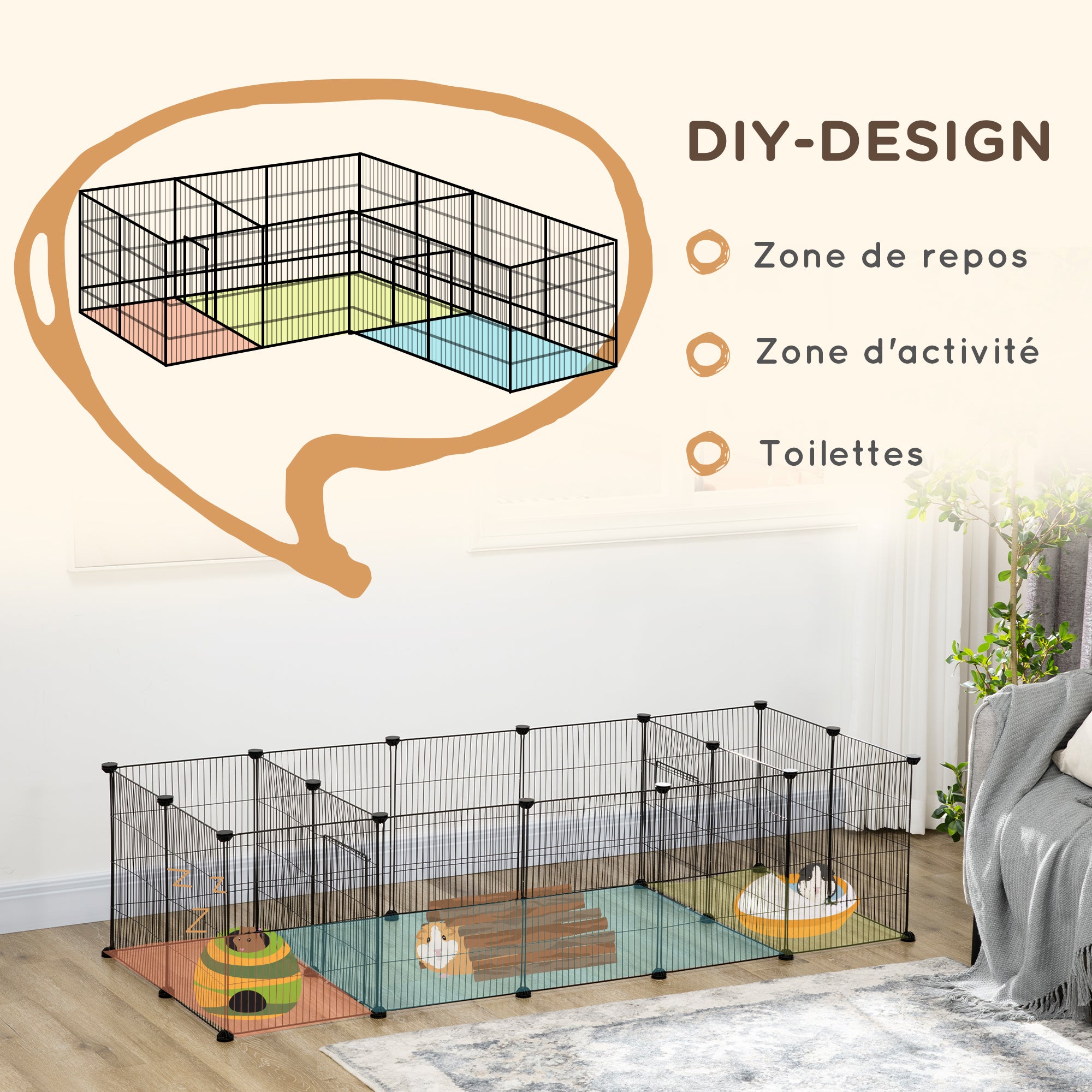 Enclos parc modulable pour petits animaux Acier PawHut - 5