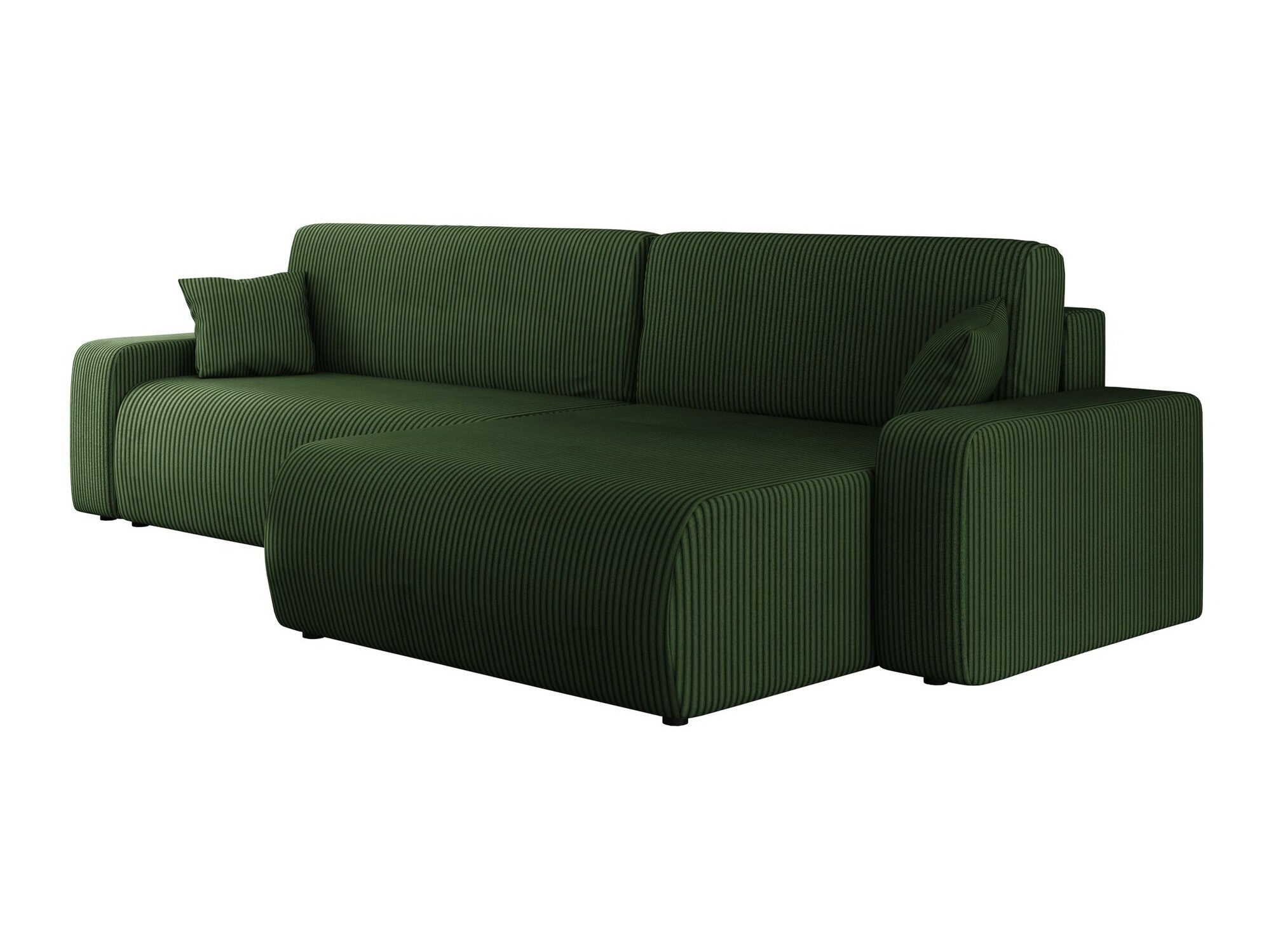 Sofá rinconero shelton 108, verde, función de descanso, caja de ropa de cama, 274x145x82cm