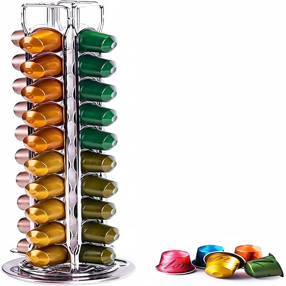 Porte-capsules Expresso En Métal Chrome Capacité 32 Capsules