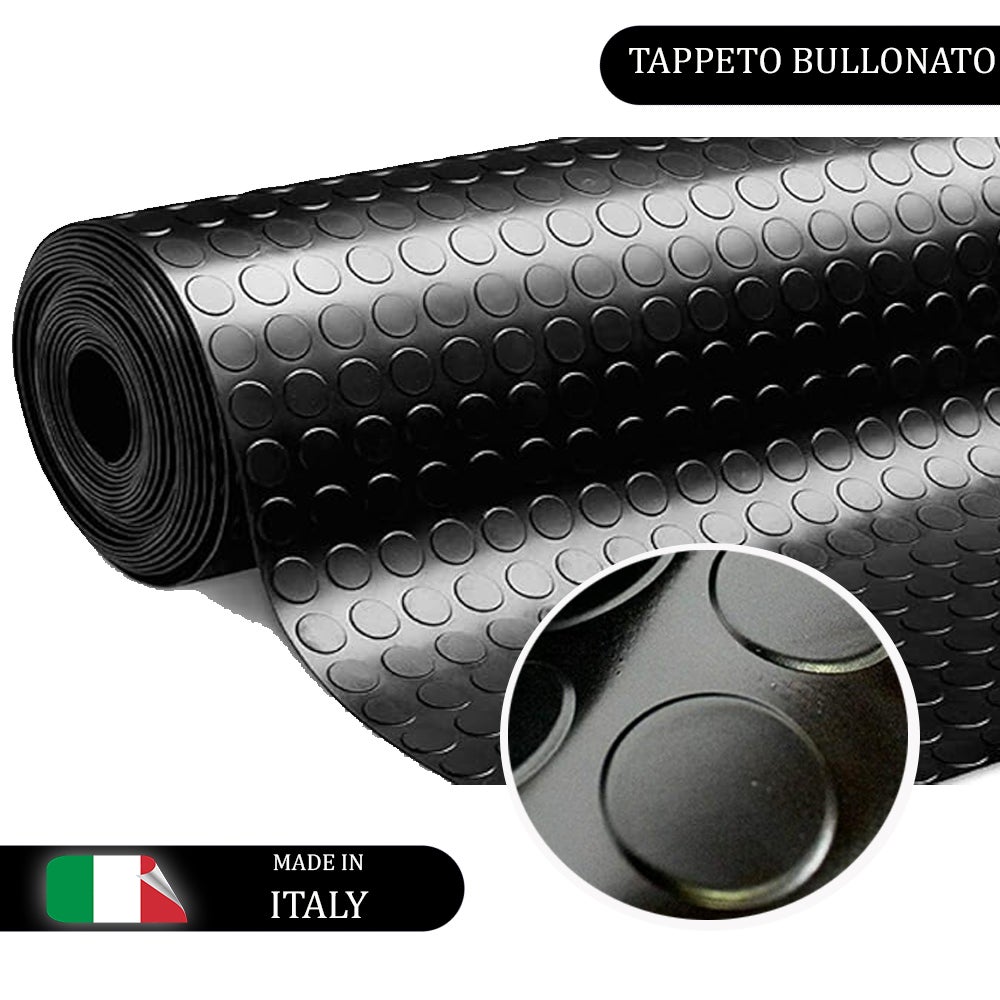 Rotolo PVC Antiscivolo Bollato Tata Home – Larghezza 100 Cm, Lunghezza 100 Cm, Nero, Spessore 1mm, Per Garage E Auto