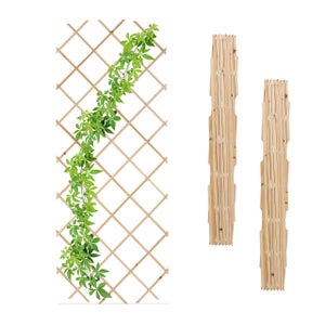 3 Tuteurs à Tomates Extensibles En Bois - 180x60 Cm, Pour Plantes Grimpantes Jardin Balcon - Marron