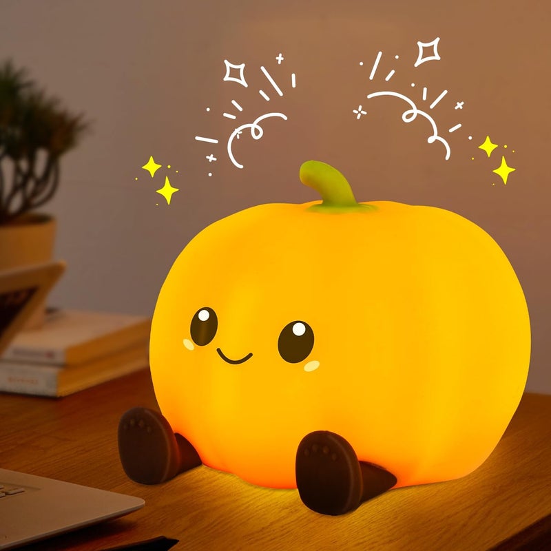 Lampka nocna w kształcie dyni dla dzieci, lampka nocna dla niemowląt, sterowanie dotykowe, ściemnialna lampka do karmienia piersią z 3 poziomami jasno