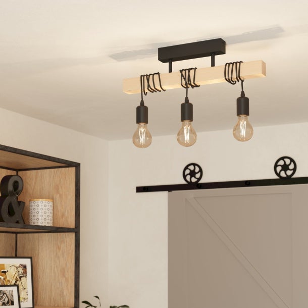 Lustre à 3 têtes, suspension vintage, plafonnier rustique, suspension en métal, éclairage d'îlot, hauteur réglable, 55 cm - 6