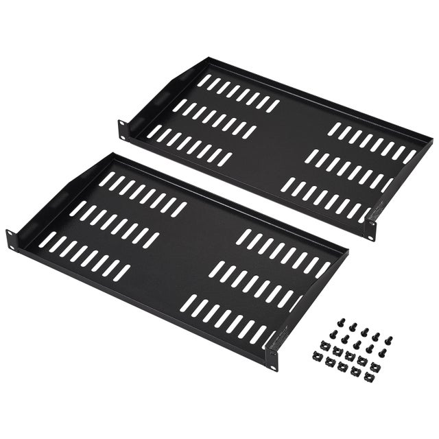 Lot de SucceBuy 2 étagères serveur 1U,profondeur 254 mm,charge max 22,7 kg,étagère ventilée porte-à-faux ou murale
