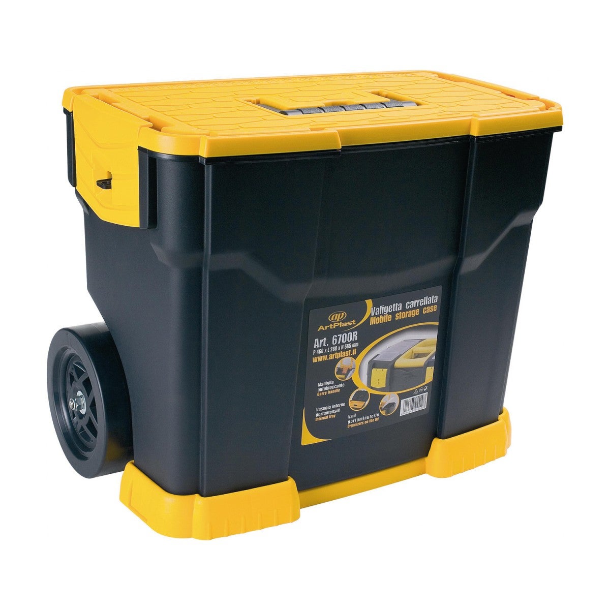 Carrinho de ferramentas móvel - 2 compartimentos modulares Caixa de ferramentas 2 rodas Carga de 70 kg Carrinho Art Plast - 9