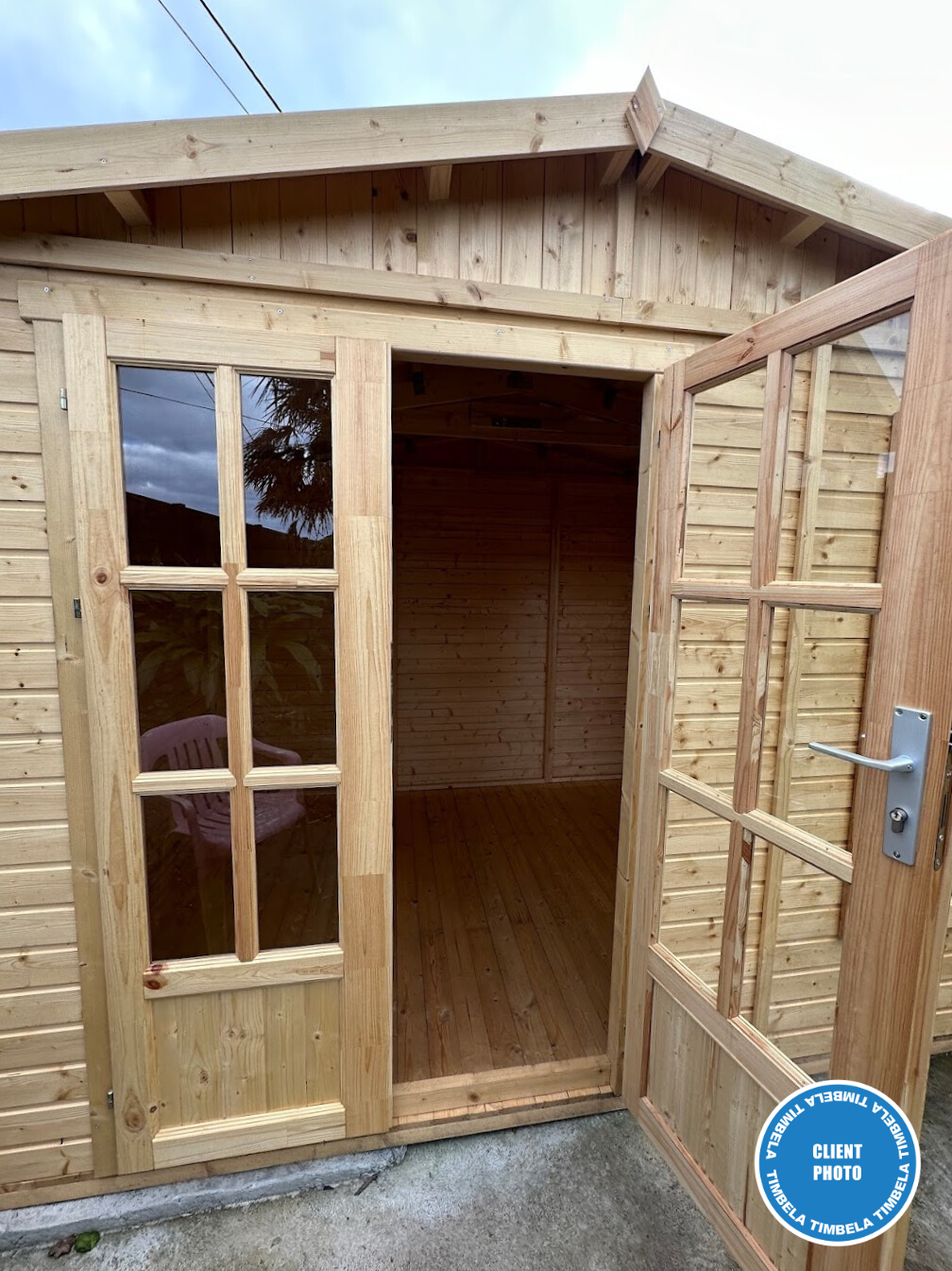 Abri de jardin bois avec plancher, avec bardeaux bitumineux couleur ROUGE l332xP222xH232cm/6m2, Atelier, Studio TIMBELA M334FB - 6