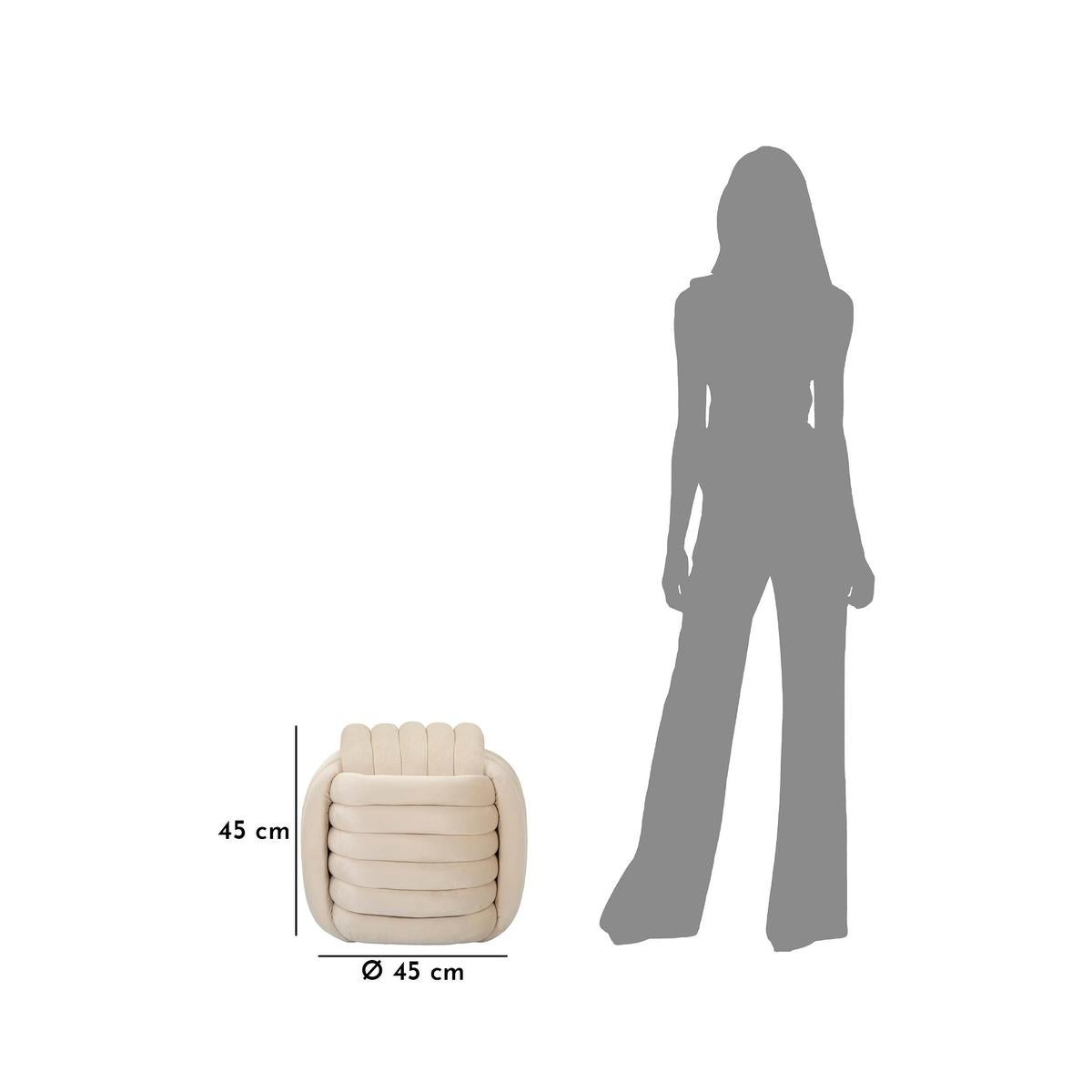 Pouf design intrecciato imbottito in velluto stile moderno Softy - Crema - 8