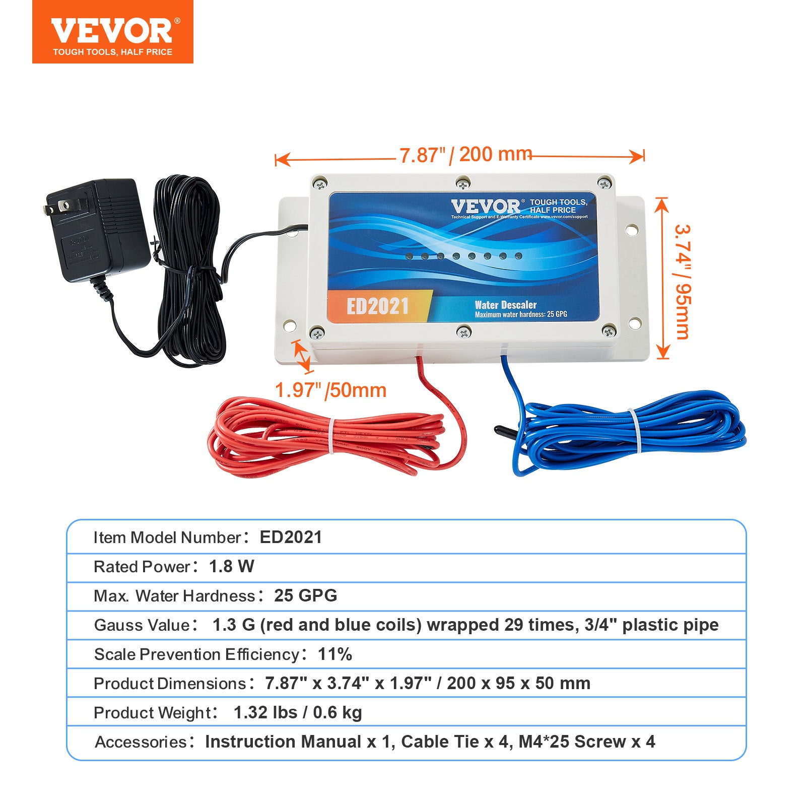 Adoucisseur d'eau sans sel électronique VEVOR pour toute la maison, système détartrage pour eau de ville, durable, facile à installer, pour tous types - 7
