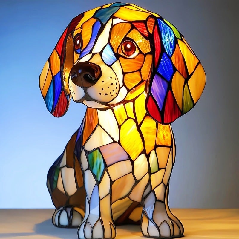 LAMPE SOLAIRE LED Chien Animal Figurine Sculpture Lampe de Jardin
