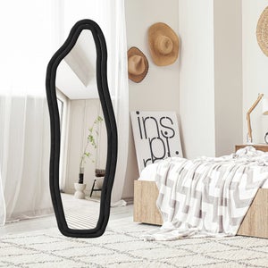 Miroir Complet, 160 X 50 Cm, Miroir Sur Pied Pleine Longueur Ondulé Irrégulier Avec Support, Cadre En MDF, Pour Chambre, Salon, Entrée, Blanc Nuage | Leroy Merlin