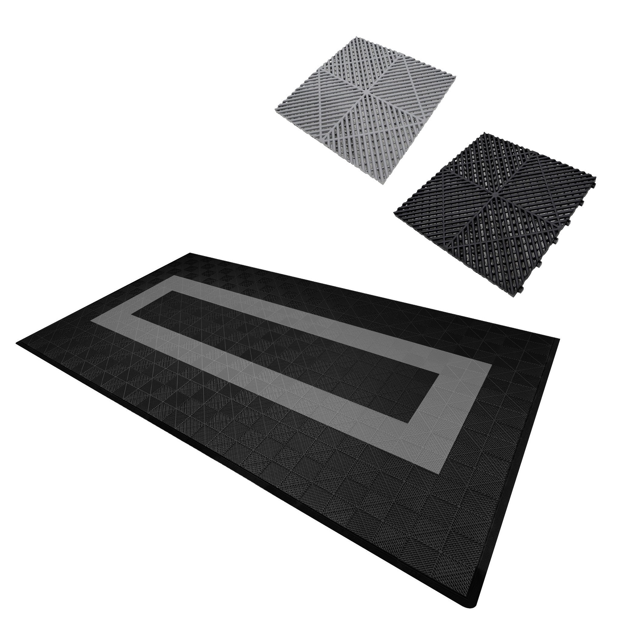 Dalle De Sol Modulaire MONSTERSHOP – 120 Noir + 120 Gris – Pour Garage, 40x40cm, 1,8mm