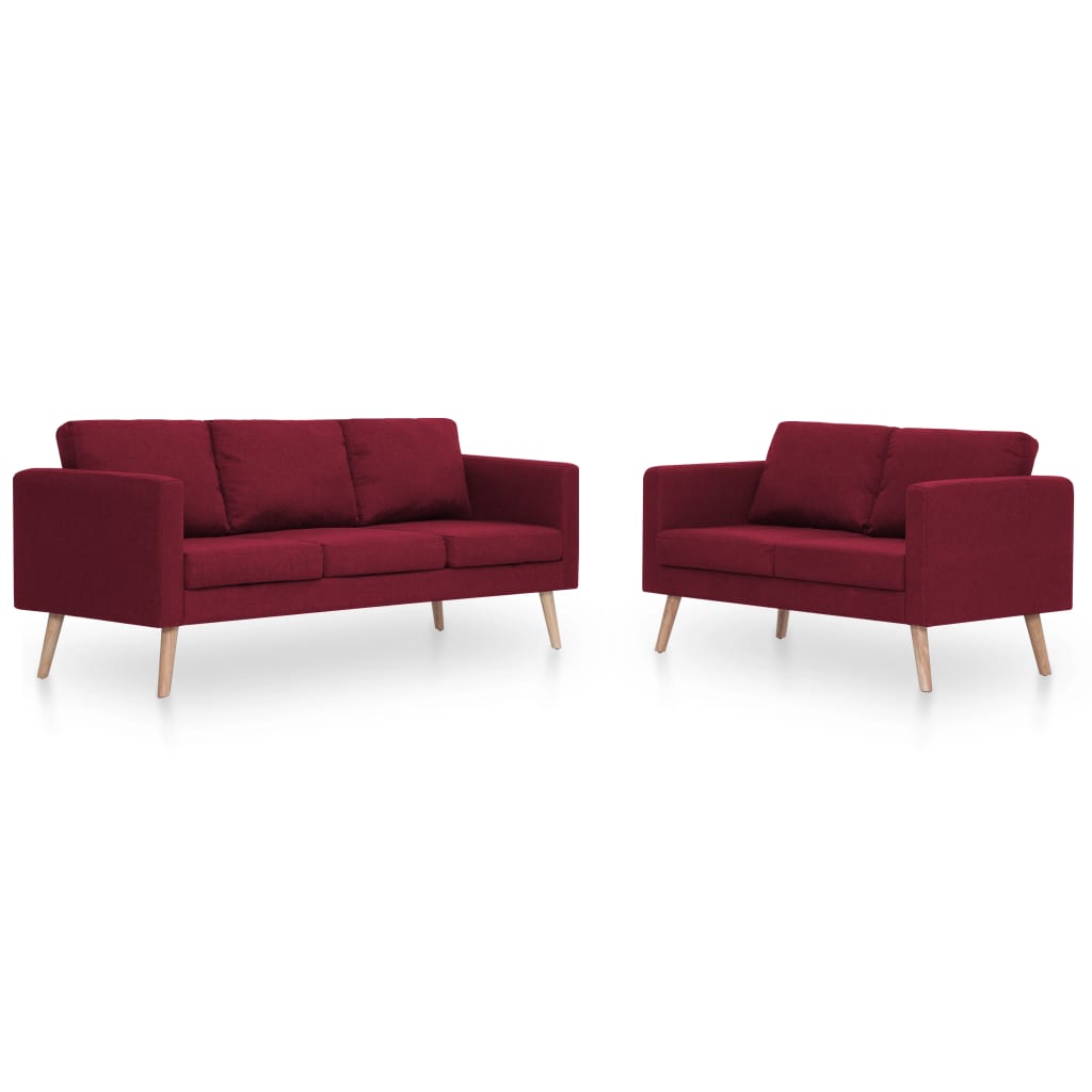 Ensemble de canapé 2 pièces en tissu couleur vin rouge - COMFORTXL ...