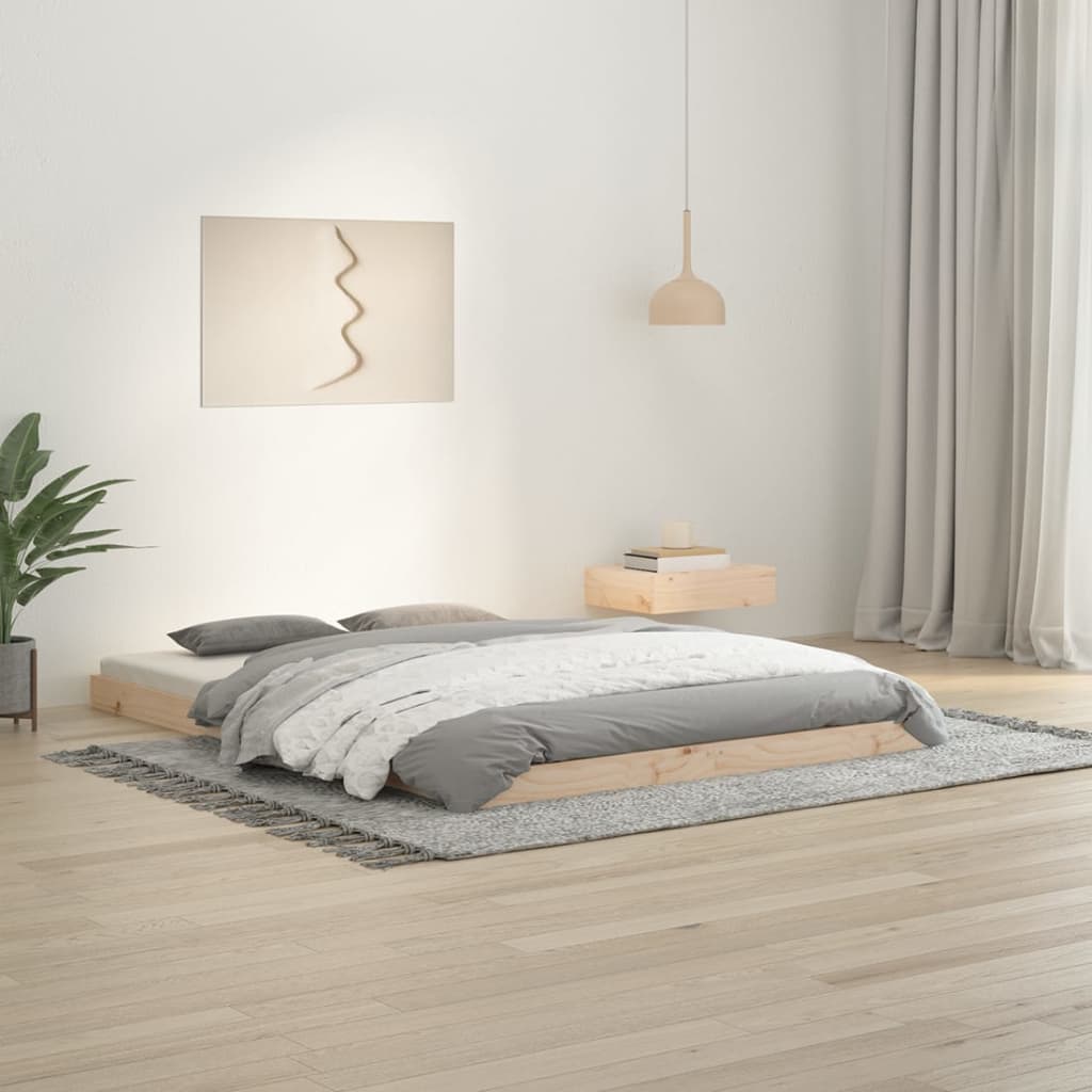 Łóżko Drewniane Brązowe Rama Łóżka Ze Stelażem Drewniana Do Sypialni Pokoju 135x190 cm
