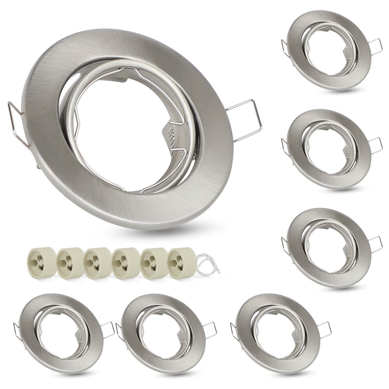 Zestaw NETTLIFE 6 reflektorów wpuszczanych GU10 z ramką podstawy światła 50 mm, 230V 30° regulowany aluminiowy reflektor do żarówek halogenowych i LED
