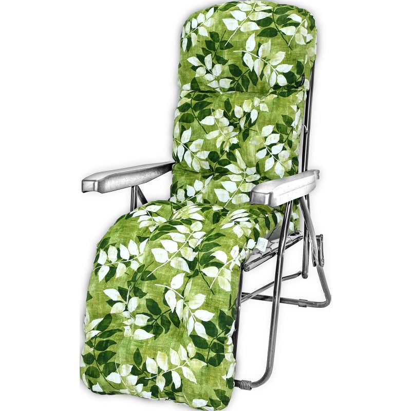 Poduszka ogrodowa na leżak z podnóżkiem AMPO zielony biały 1 szt.