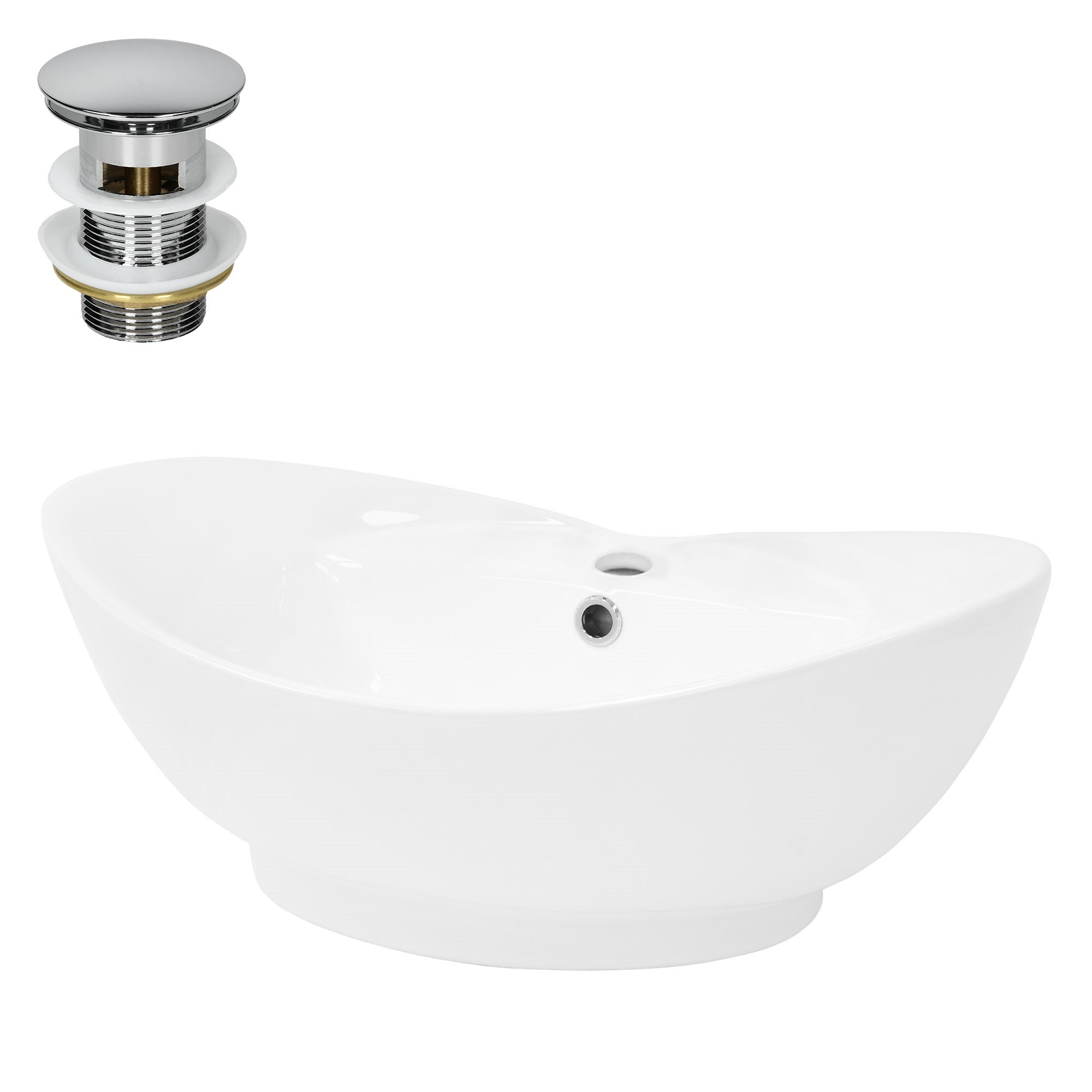 The Living Store - Lavabo de salle de bain avec mitigeur Céramique Ovale Blanc | Leroy Merlin