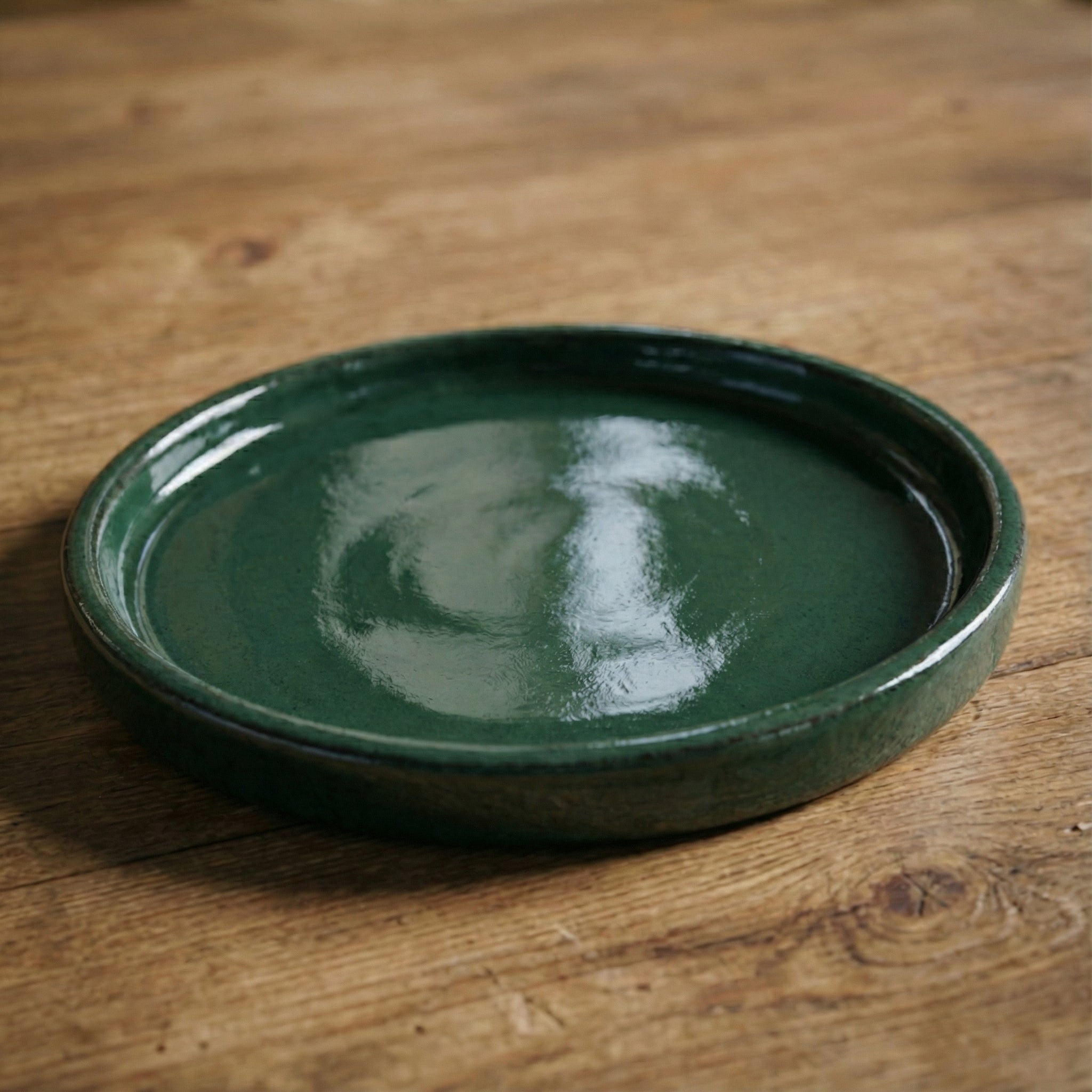 Soucoupe 23cm jade faite à la main en terre cuite émaillée | Leroy Merlin
