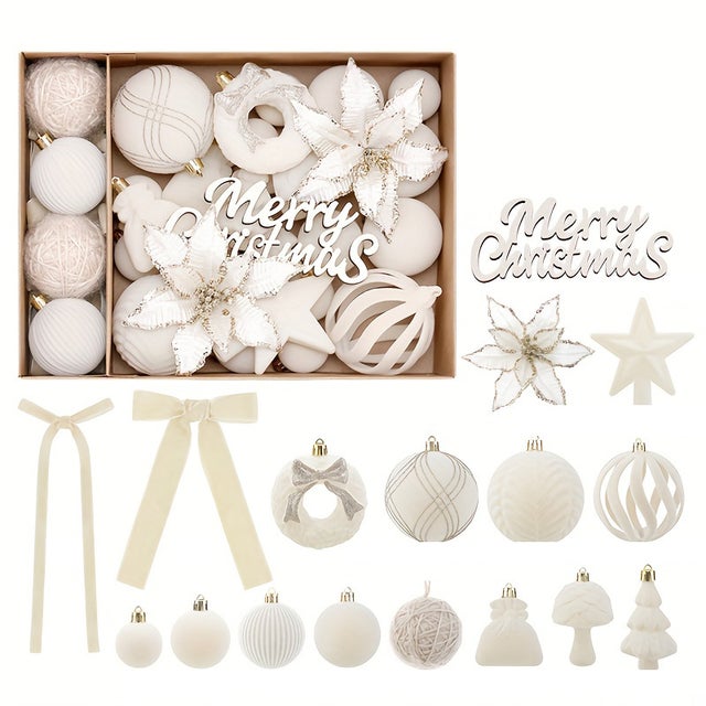 Enfeites de Natal em forma de bolas de flores flocadas, ideais para decorar a árvore de Natal (01)