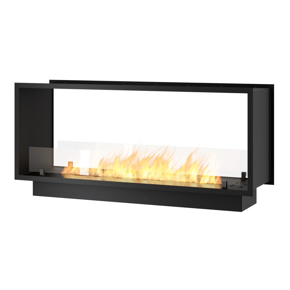 2Side 1200 Slim Wbudowany Biokominek z Dwiema Stronami - Matowa Czerń, z Szybą, Palnik 4L, Nowoczesny Design