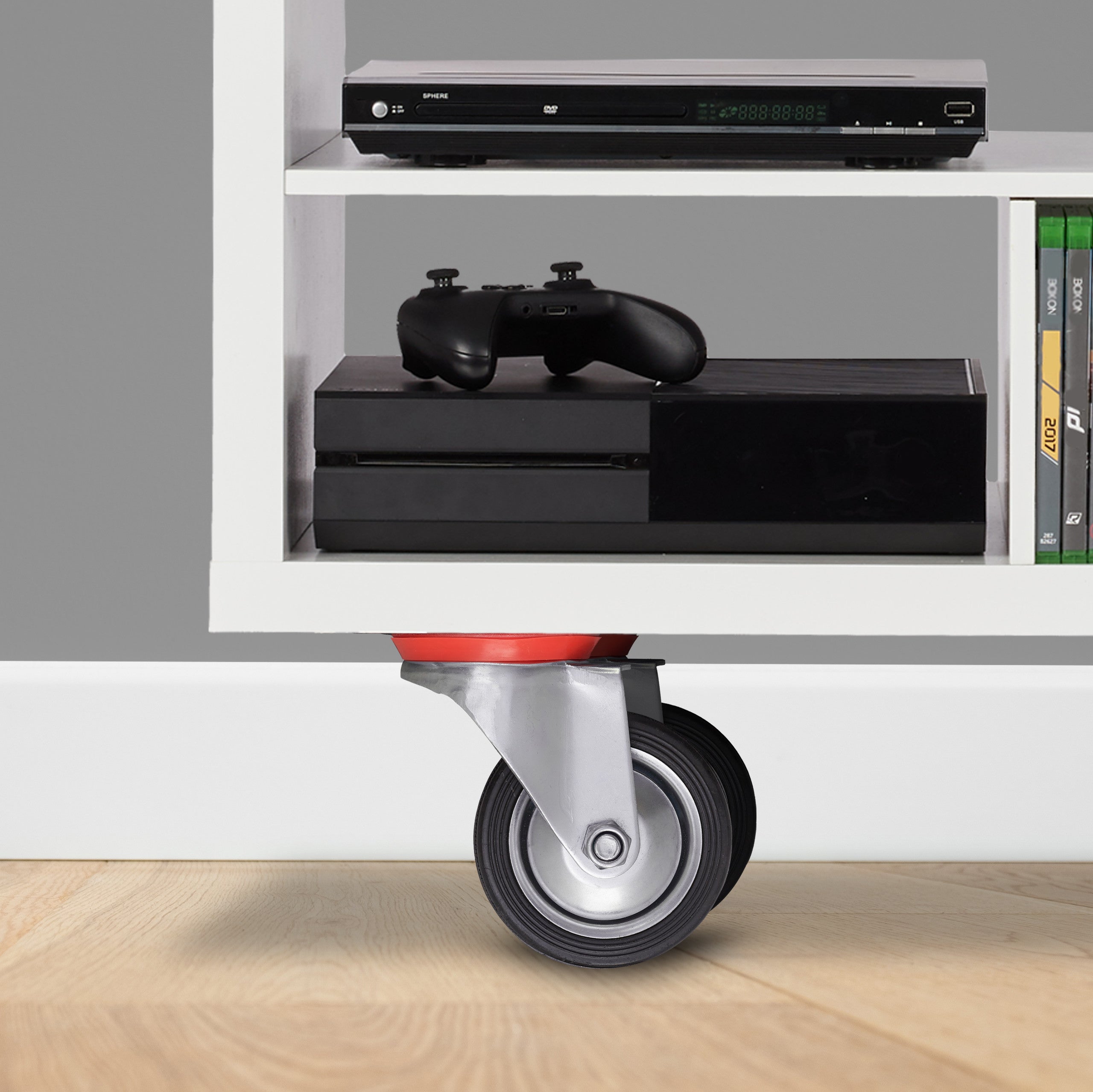 Roues charge lourde jeu de 4, pivotent à 360°, roulement à billes, 2 freins, grande capacité, 75 mm, 200kg, Relaxdays - 2