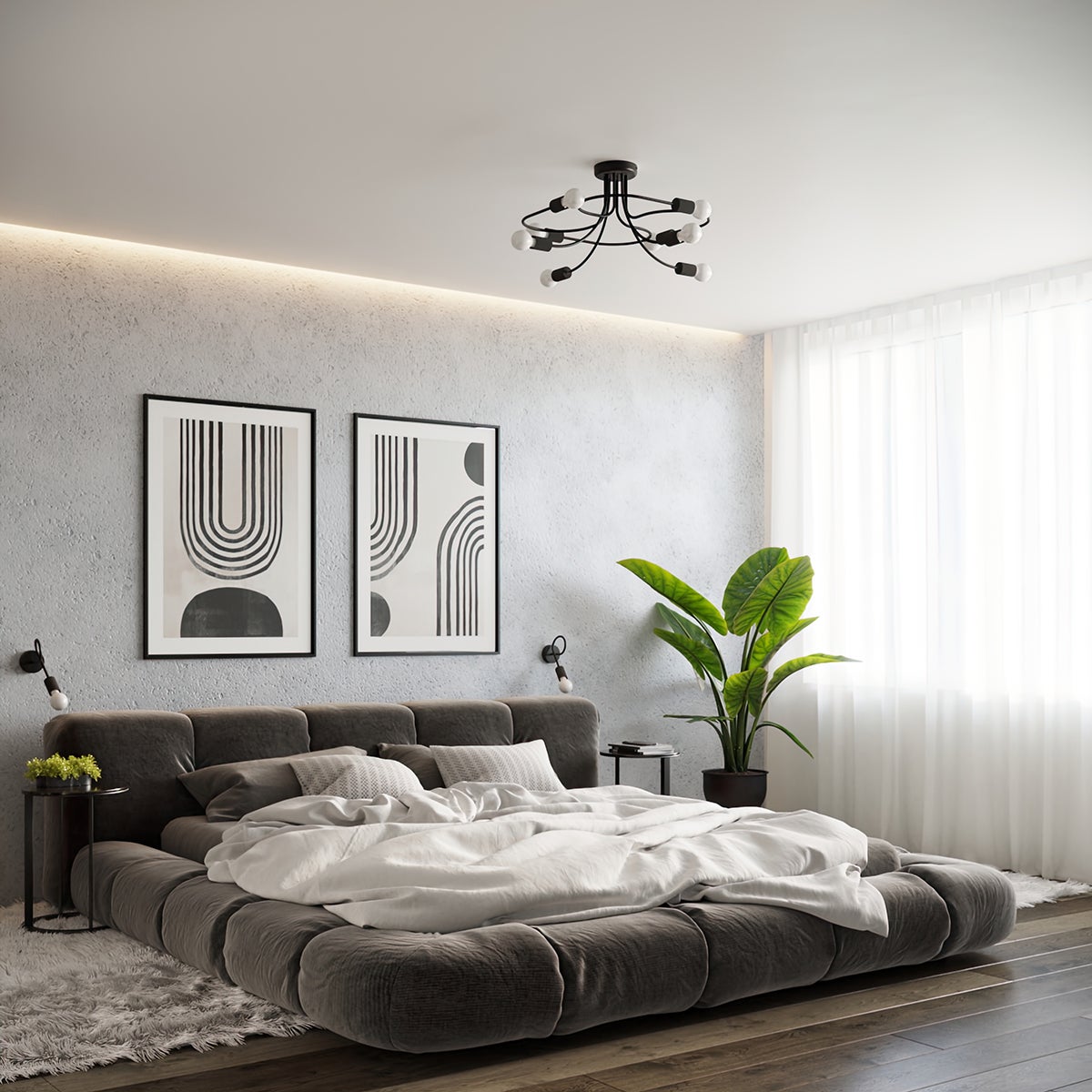 Żyrandol VARILEX 6 czarny LED 3000K - 69x66x29cm Sollux - 6