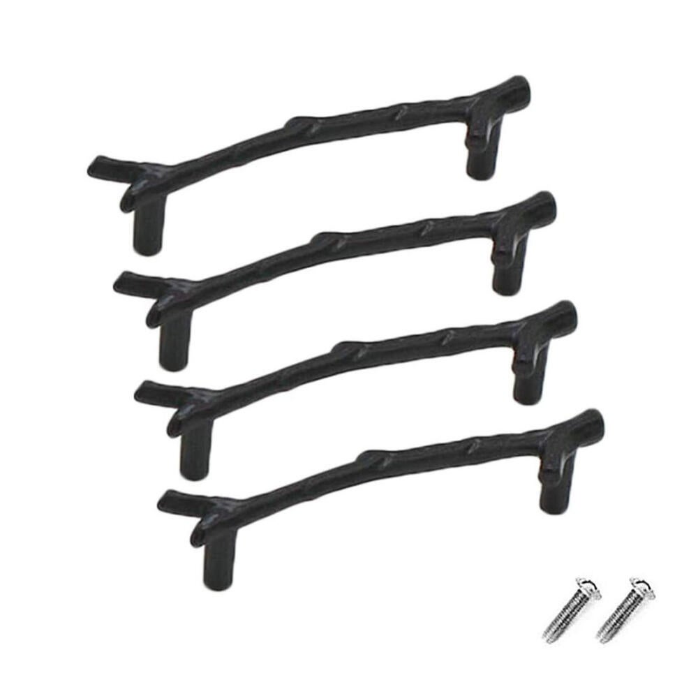 4 szt. zabytkowych gałek do szuflad szafkowych ze stopu cynku, uchwyty do szuflad w stylu wiejskim (96 mm, czarne)