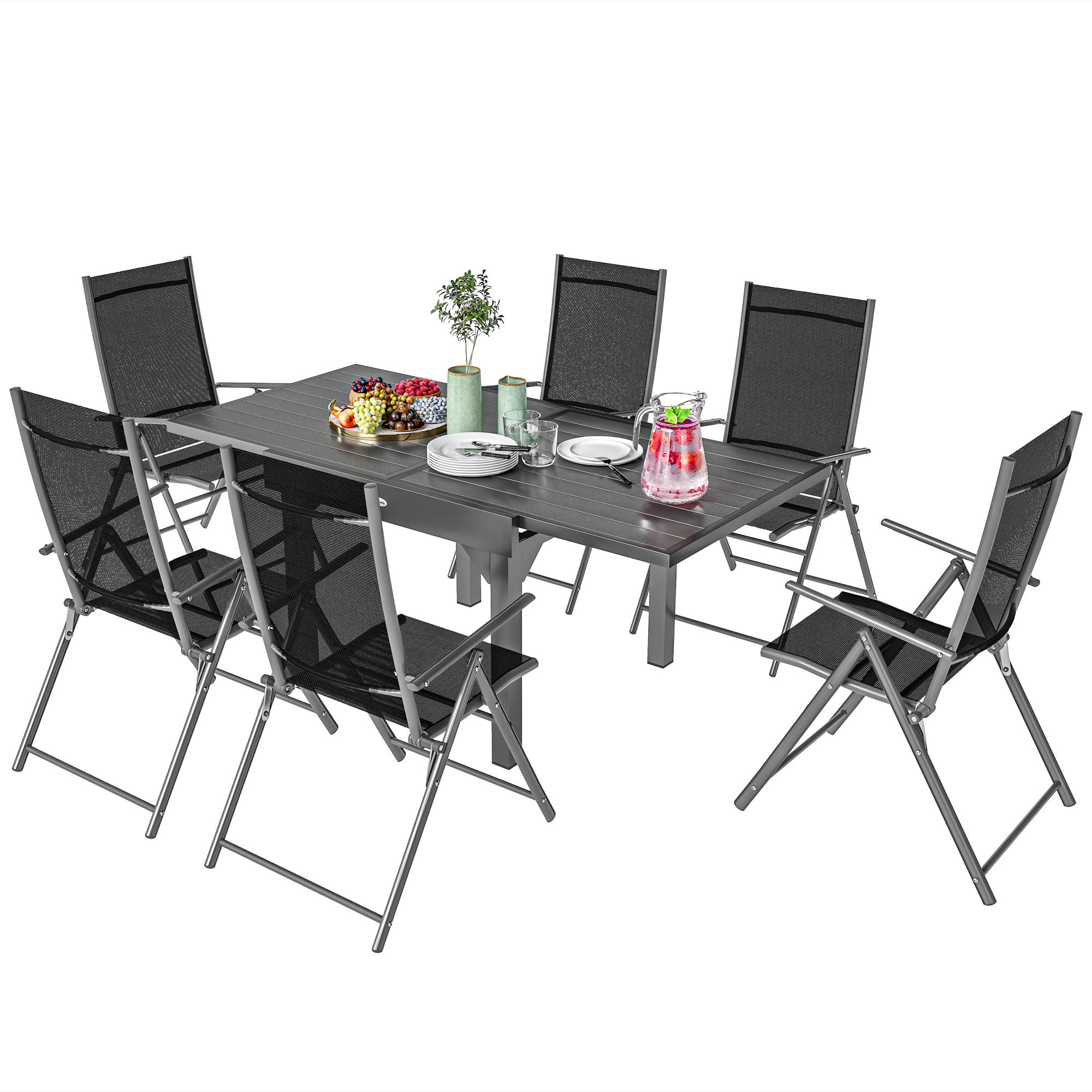 Outsunny Set da Giardino Pezzi con Sedie Pieghevoli e Tavolo