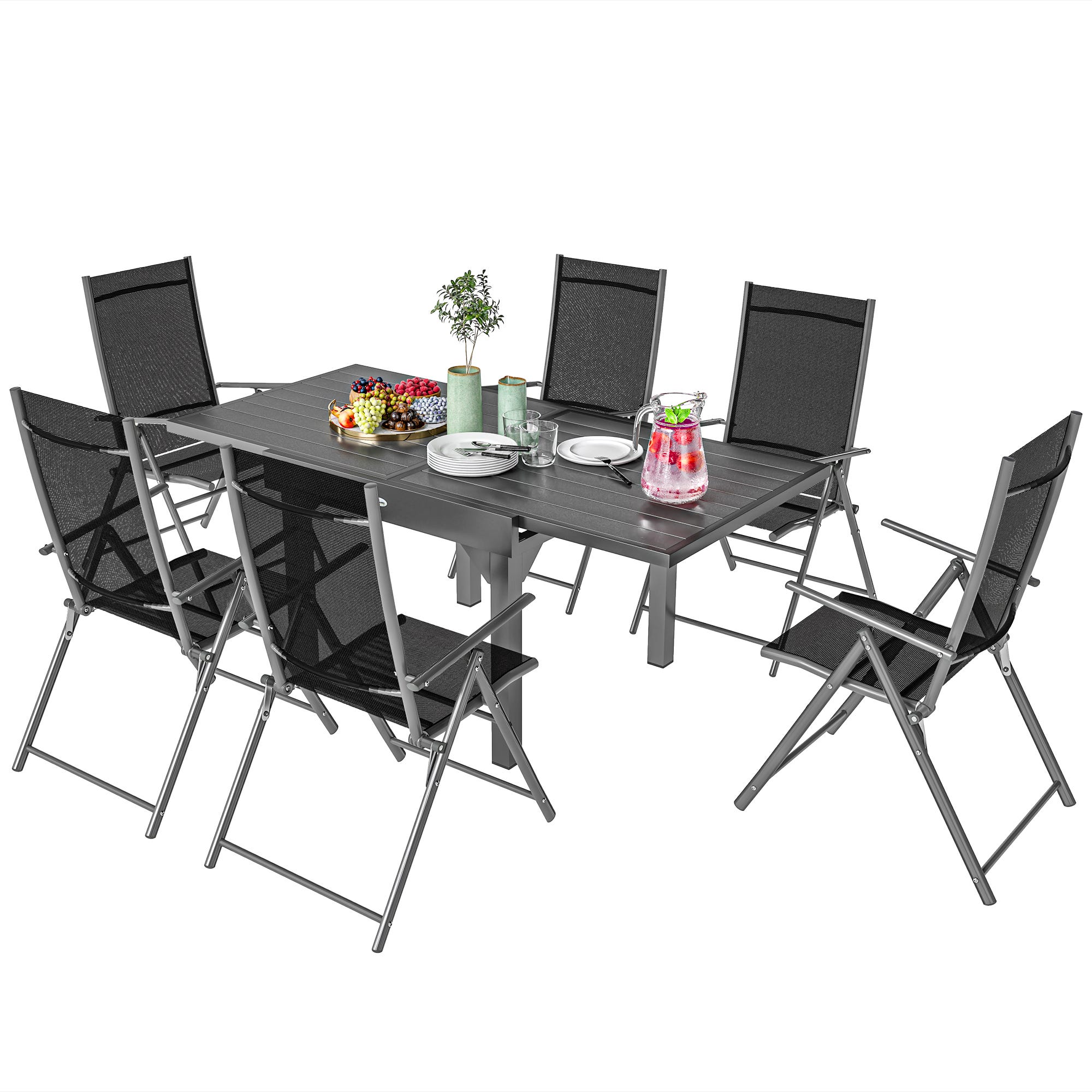 Outsunny Set da Giardino Pezzi con Sedie Pieghevoli e Tavolo