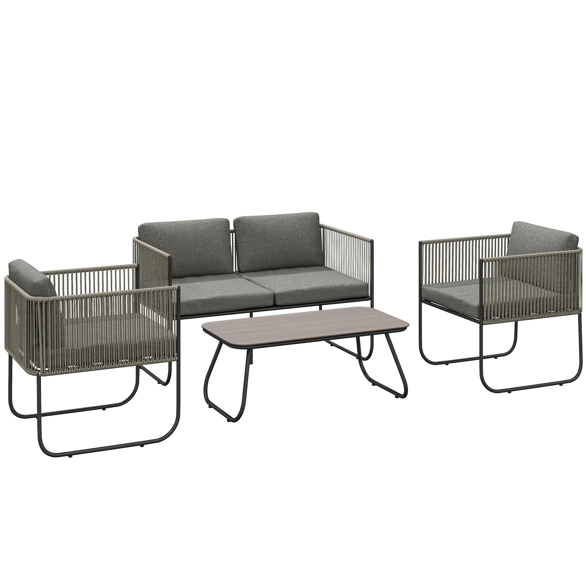 Zestaw mebli ogrodowych z technorattanu, zestaw wypoczynkowy z sofą, fotelem,odporny na warunki atmosferyczne, 116 x 60 x 69 cm