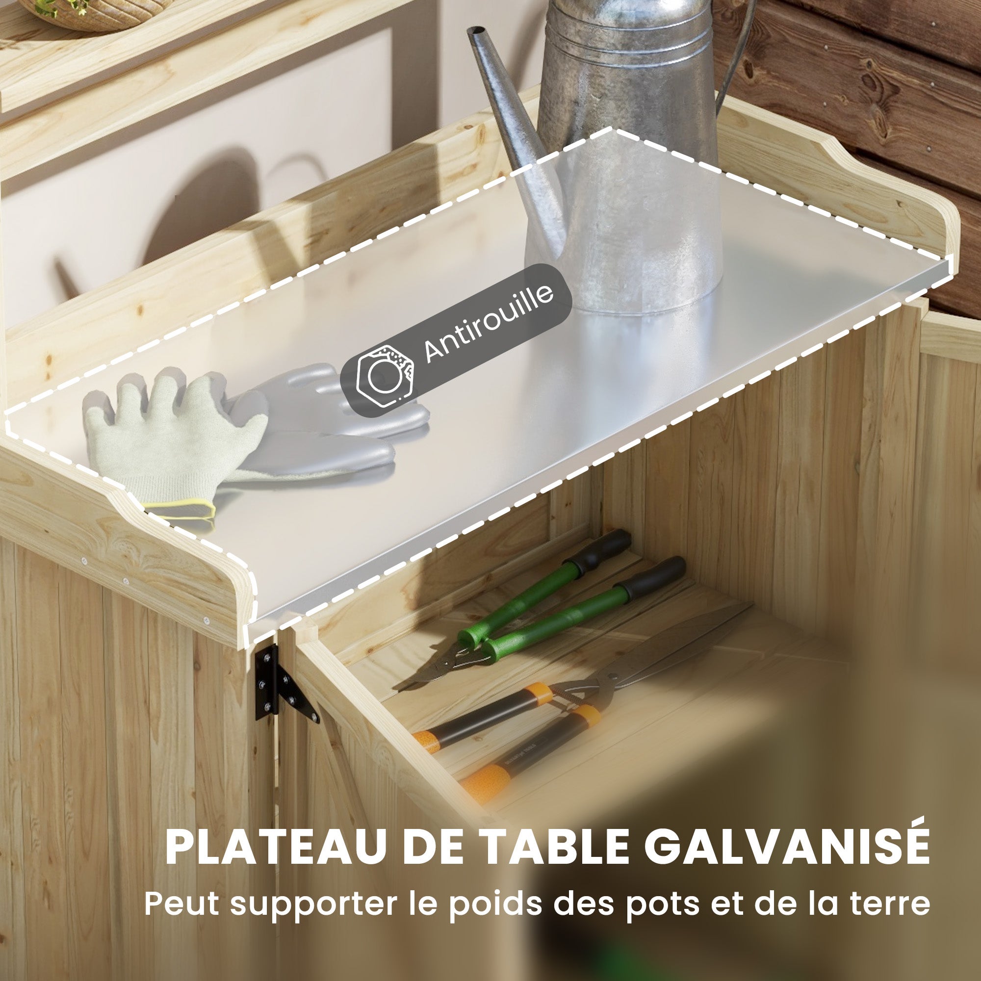 Table de rempotage bois de sapin Outsunny - 4