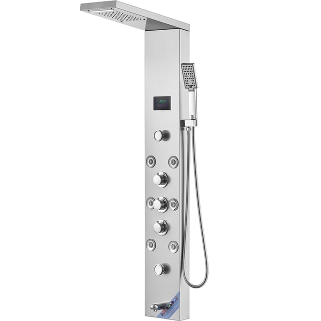 Colonna Doccia Con Display Digitale - Miscelatore, Soffione 30x20cm, Doccetta, 4 Funzioni