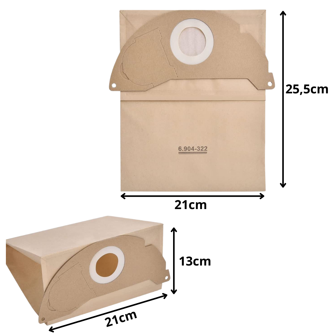 Lot 10 Sacs aspirateur pour Karcher WD2 MV2 A2000 A2003 A2064 A2099 Sacs poussière remplacement 6.904.-322 - 3