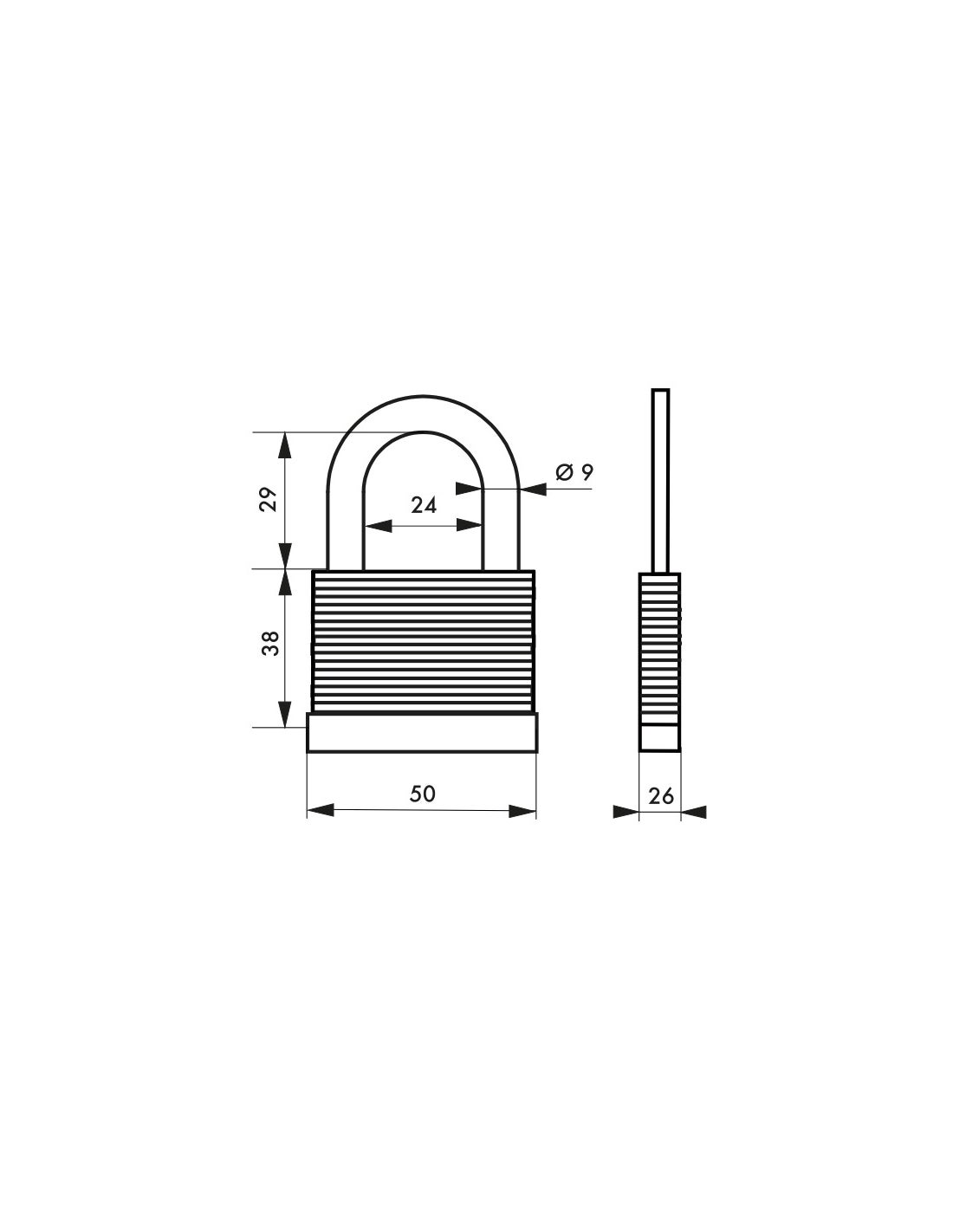 THIRARD - Cadenas à clé Slice, acier, intérieur, anse acier, 50mm, 2 clés - THIRARD - 2