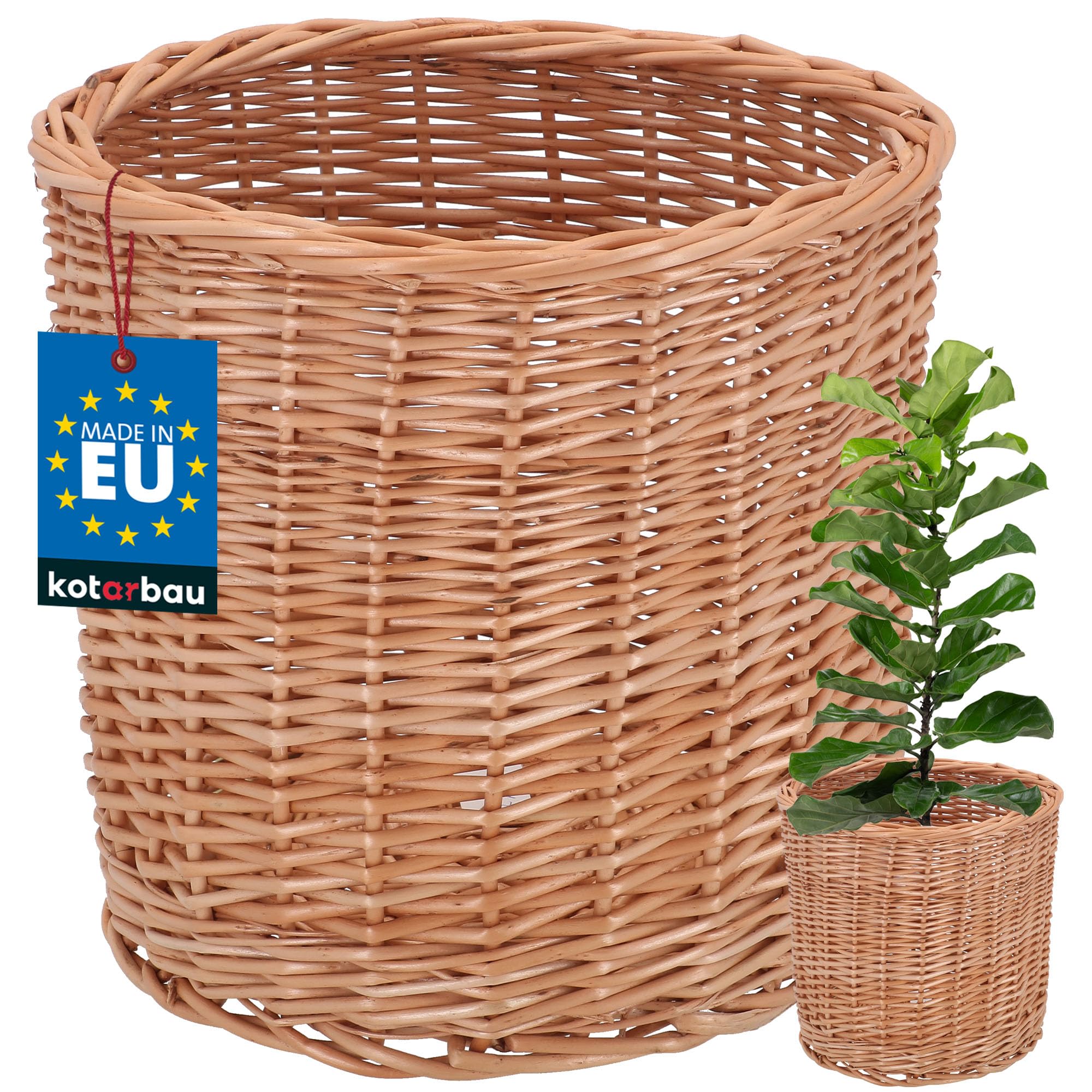 Osłonka wiklinowa naturalna doniczka pleciona fi28 koszyk na kwiaty rośliny - KOTARBAU