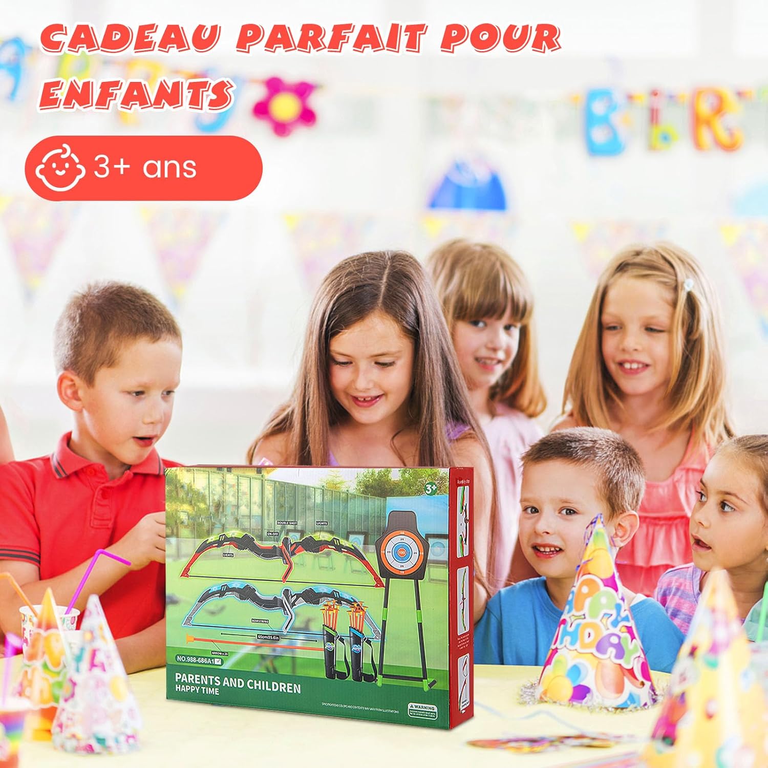 Arcs et Flèches Enfants, Ensemble Tir à l'arc à LED avec 20 Flèches à Ventouse, 2 Carquois, Jeu de Tir Intérieur Extérieur pour 3 à 12 Ans - 7