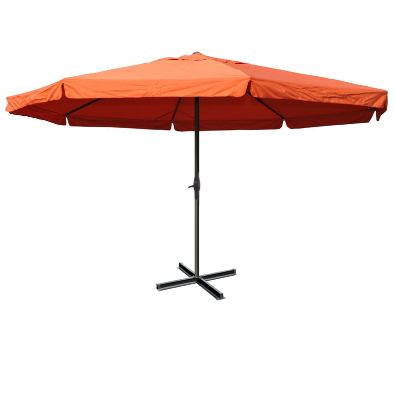 Parasol Meran Pro, parasol gastronomiczny z falbaną Ø 5m poliester/aluminium 28kg ~ terakota bez stojaka
