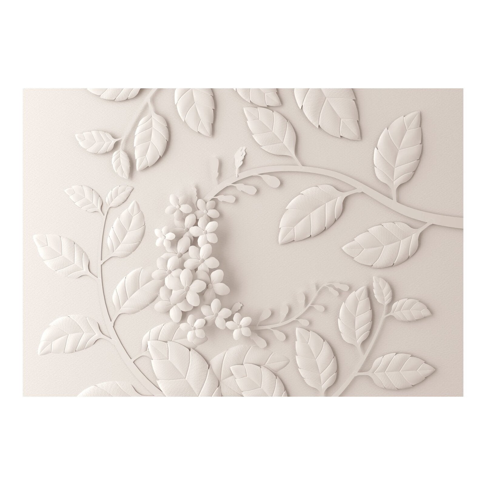 Papier peint fleurs en papier beige - 350 x 245 cm - 2