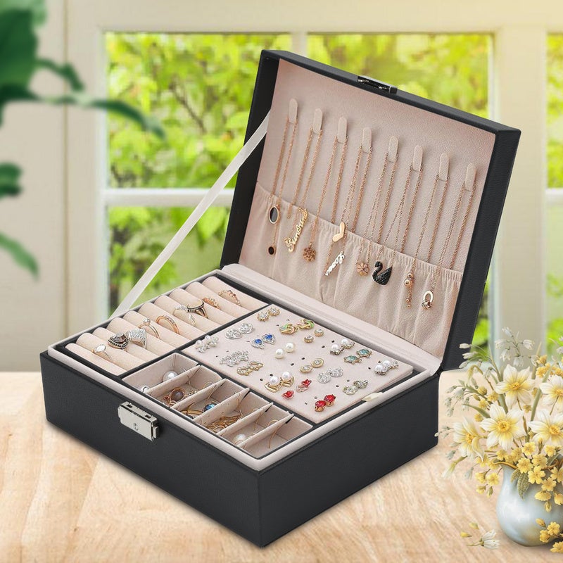 Bo te bijoux en bois de ch ne, bo te bijoux pour femme avec couvercle en verre, coffret de rangement pour bagues, boucles