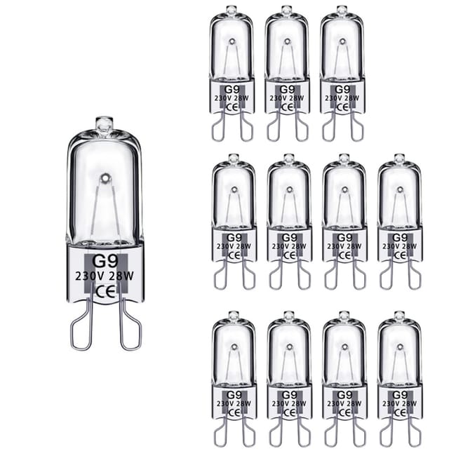 Żarówka halogenowa G9 28W, ściemnialna, 230V, do piekarnika, mikrofalówki, lampy stołowej, opakowanie 12 szt.