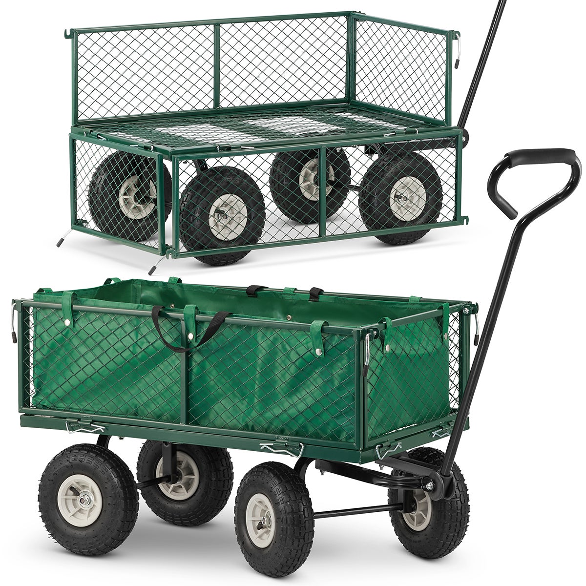 Wózek ogrodowy transportowy z siatką taczka przyczepka 250L 450kg HIGHER